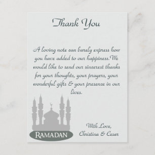 4x5 FLAT Vielen Dank Card Soft Blue Islamic Ramada Dankeskarte