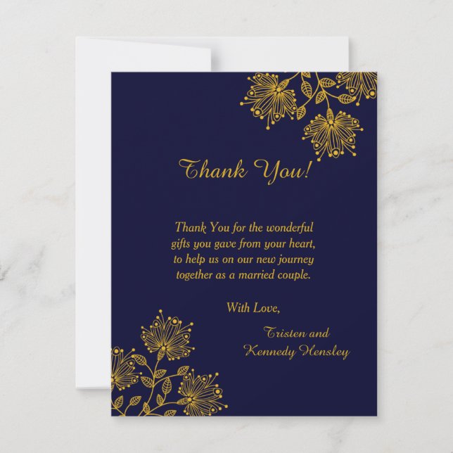 4x5 Flor Navy und Yellow Floral Dankeschön Karte (Vorderseite)