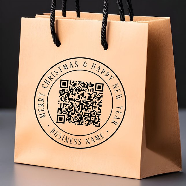 4X5 Merry Christmas & Happy New Year QR Code Gummistempel (Von Creator hochgeladen)