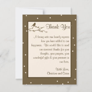 4x5 Oiseaux Cartes de remerciements PLATS sur poin