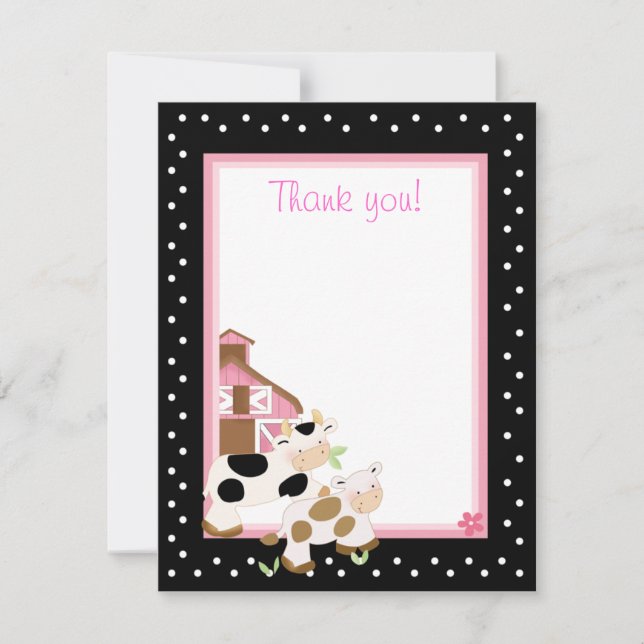 4x5 Pink Farm Baby Moo Cow Matte Merci plat (Devant)