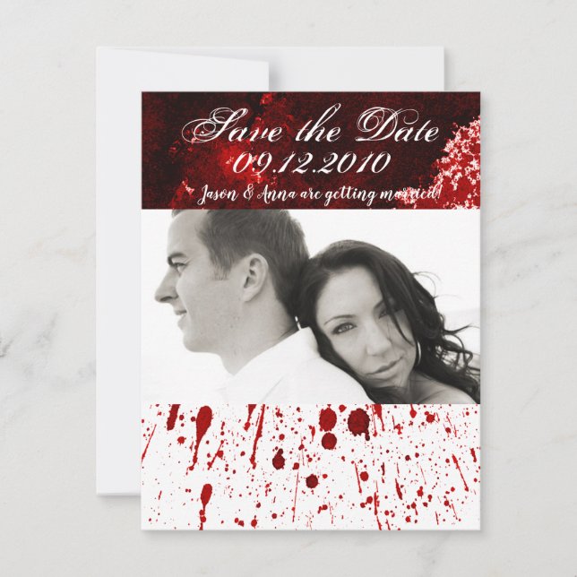 4x5 Save the Date Kartenblutdruck Spritzer Vampire Einladung (Vorderseite)