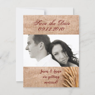 4x5 Save the Date Kartenwheat on Burlap Sack Count Einladung