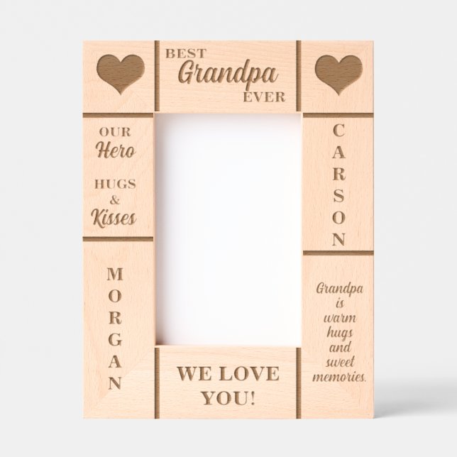 4x6 BEST Opa je Großkinder Namen Etched Frame Geätzte Rahmen (Vorderseite)