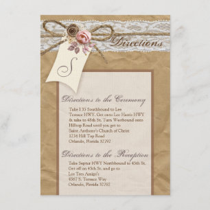 4x6 Directions Carte Kraft papier dentelle Twine B