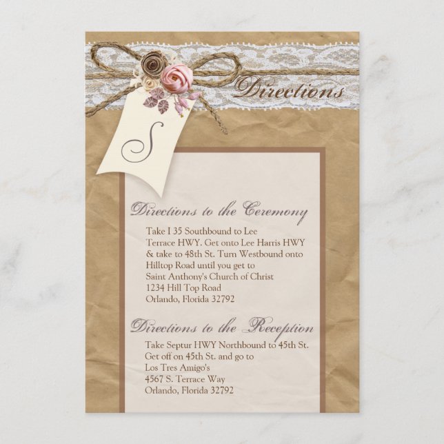 4x6 Directors Card Kraft Paper Lace Twine Bow Begleitkarte (Vorderseite)