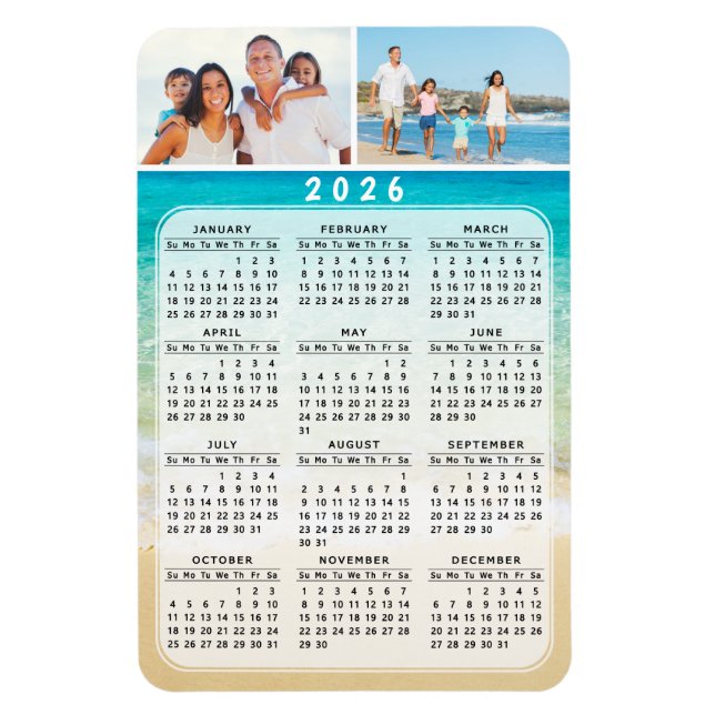 4x6 Foto Magnet Kalender 2026 Volljähriges Jahr (Vertikal)