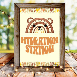 4x6 Hydratstation Boho Woodland Bear Birthday Poster