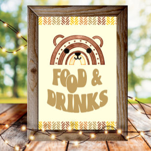 4x6 Nahrungsmittel und Getränke Boho Woodland Bäre Poster