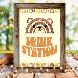 4x6 Trinkstation Boho Woodland Bären Geburtstag Poster