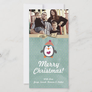 4x8 Carte photo de Noël Pengiun