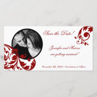 4x8 Crimson Rouge Floral Fiançailles Faire-part