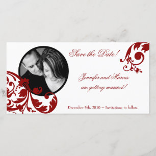4x8 Crimson Rouge Floral Fiançailles Faire-part