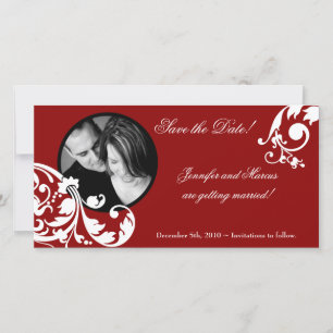 4x8 Crimson Rouge Floral Fiançailles Faire-part