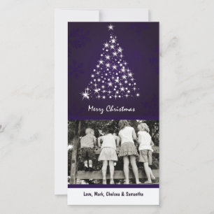4x8 Purpl Snowflake XMAS Tree photo carte de Noël