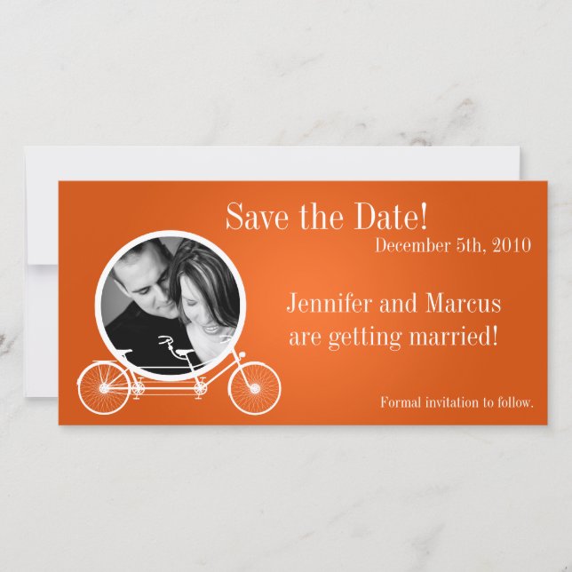 4x8 Verlobung Ankündigung Orange Double Bike (Vorderseite)