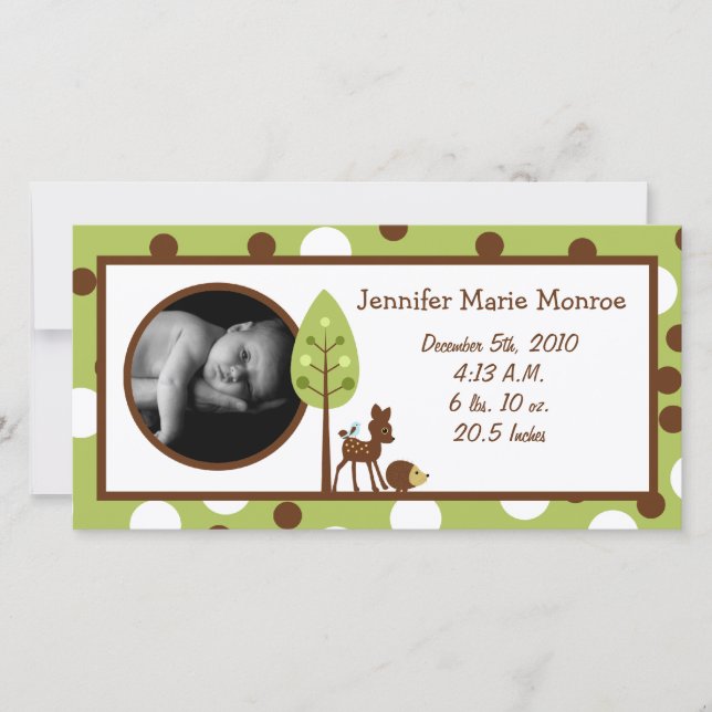 4x8 Woodland Friends Faire-part de naissance (Devant)