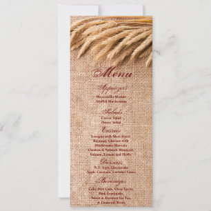 4x9.25 Cartes de menu Blé sur Burlap Sack Country 