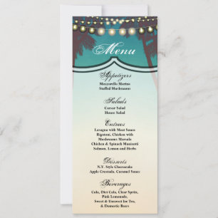 4x9.25 Cartes de menu Plage Coucher de soleil Palm