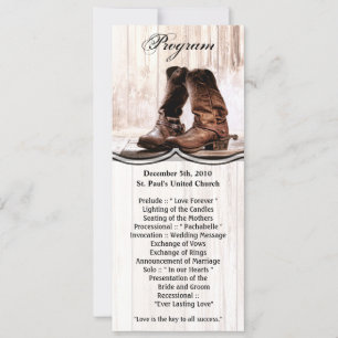 4x9.25 Cartes de programme Boots Country Rustic We