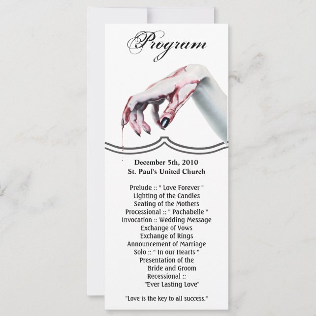 4x9.25 Cartes de programme bvzombie goutte de sang (Devant)