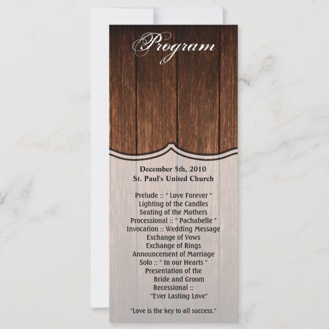 4x9.25 Cartes de programme Grange Wood Country Rus (Devant)