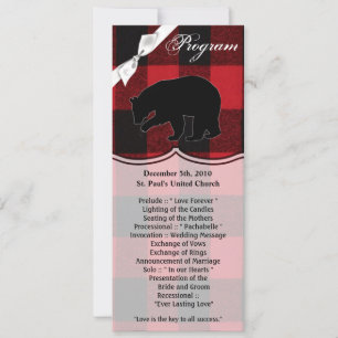 4x9.25 Cartes de programme Ours rouge bison plaqué
