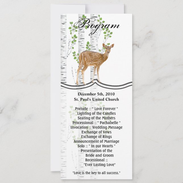 4x9.25 Cartes de programme XMAS Deer Doe Woodland  (Devant)