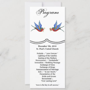 4x9,25 Programm-Karten Traditionelle Vogeltätowier Einladung