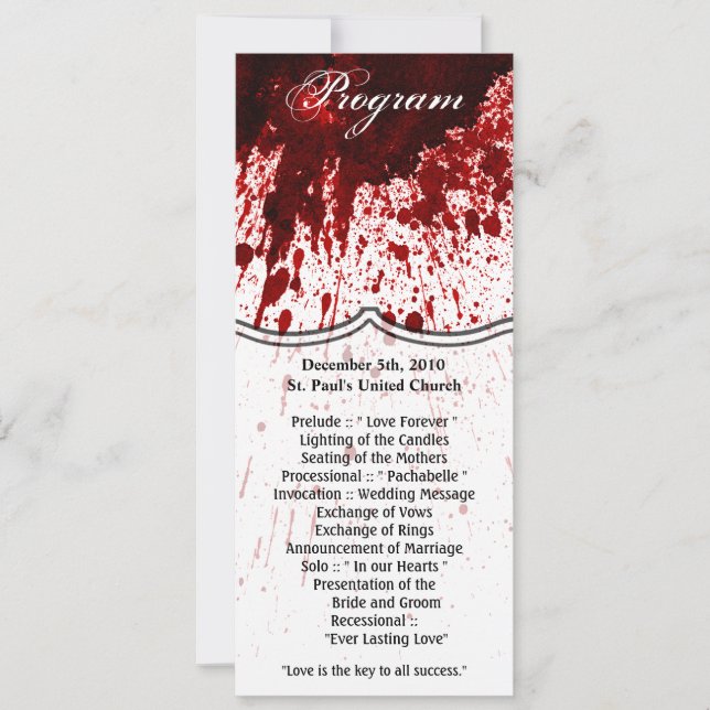 4x9.25 Programmkarten Spritzer Vampire Gothic Einladung (Vorderseite)