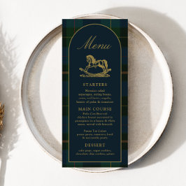 4x9" Klassisches grün kariertes Babyshower-Menü