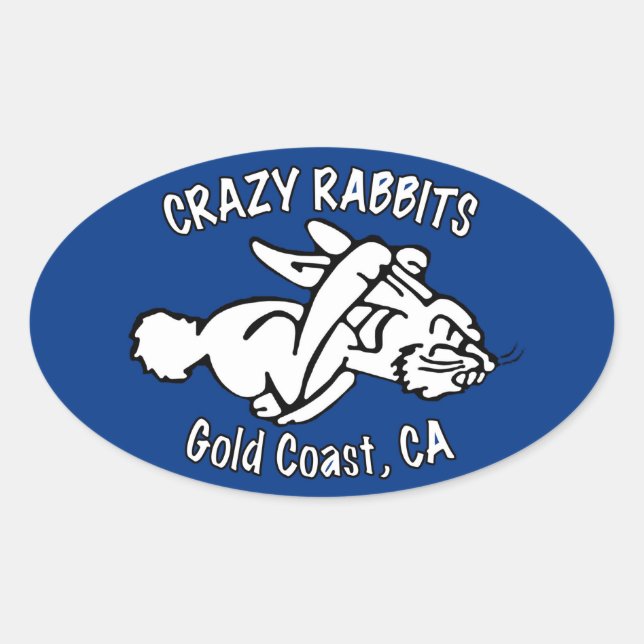 4x Crazy Rabbet Goldküstenaufkleber Ovaler Aufkleber (Vorderseite)
