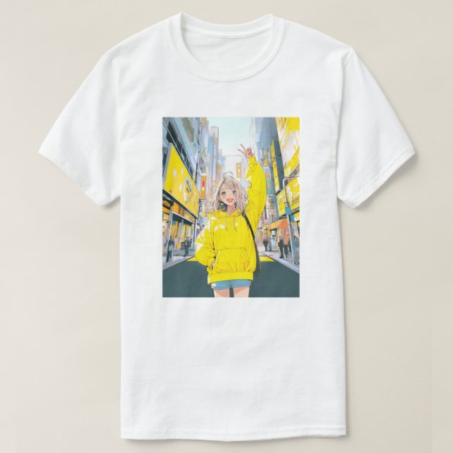 5万人達成に笑顔が溢れるJk Tシャツ｜寿司娘 GenerativeAI T-Shirt (Design vorne)