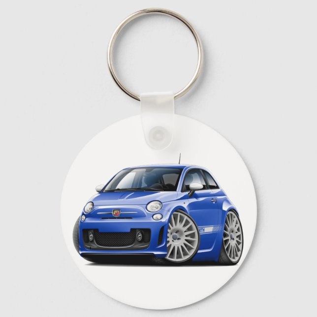 500 Abarth Blue Car Schlüsselanhänger (Vorderseite)