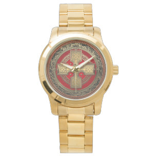 [500] Altes keltisches Sacred Gold Knot Cross Armbanduhr