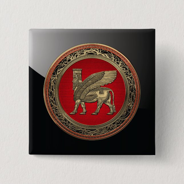 [500] Assyrian Winged Bull - Gold Lamassu Button (Vorderseite)