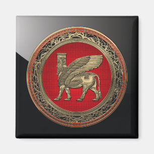 [500] Assyrian Winged Bull - Gold Lamassu Magnet