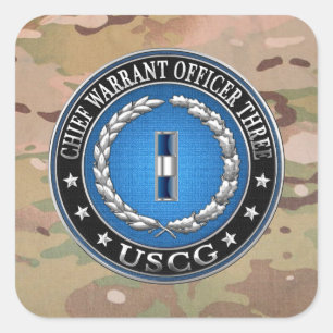 [500] CG: Chief Warrant Officer 3 (CWO3) Quadratischer Aufkleber