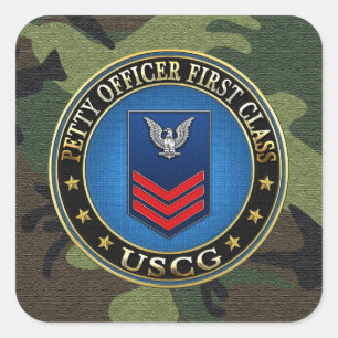 [500] CG: Petty Officer First Class (PO1) Quadratischer Aufkleber