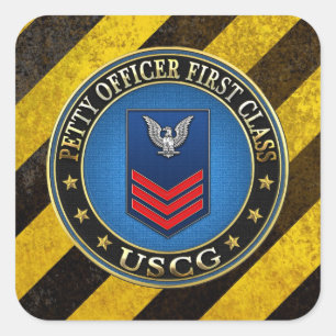 [500] CG: Petty Officer First Class (PO1) Quadratischer Aufkleber