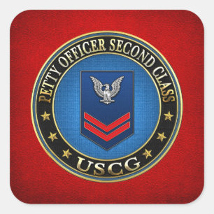 [500] CG: Petty Officer Second Class (PO2) Quadratischer Aufkleber