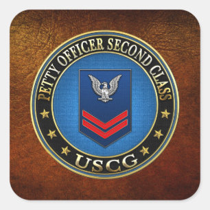 [500] CG: Petty Officer Second Class (PO2) Quadratischer Aufkleber