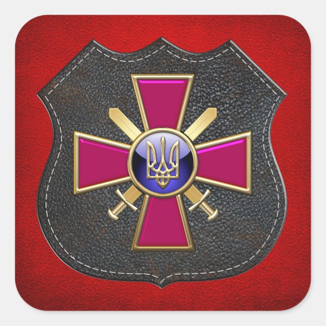 [500] Emblem der ukrainischen Landstreitkräfte Quadratischer Aufkleber (Vorderseite)