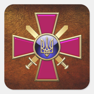 [500] Emblem der ukrainischen Landstreitkräfte Quadratischer Aufkleber
