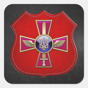 [500] Emblem der ukrainischen Luftwaffe Quadratischer Aufkleber