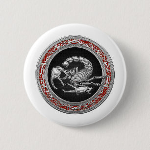 [500] Heiliger Silberskorpion auf Schwarz Button