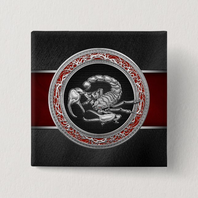 [500] Heiliger Silberskorpion auf Schwarz Button (Vorderseite)