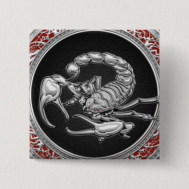[500] Heiliger Silberskorpion auf Schwarz Button (Vorderseite)