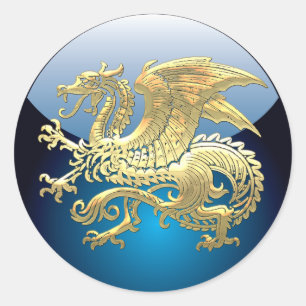 [500] Isländischer Drache, Landvættir [Gold] Runder Aufkleber