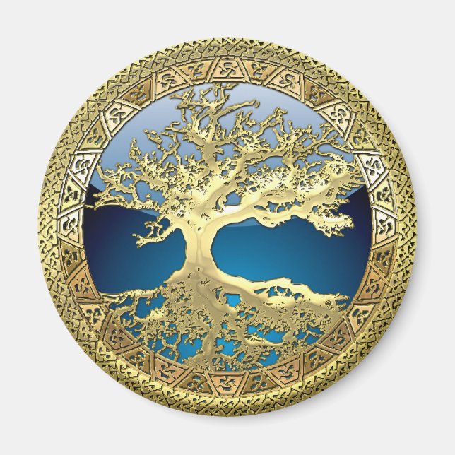 [500] Keltischer Baum des Lebens [Gold] Magnet (Vorne)